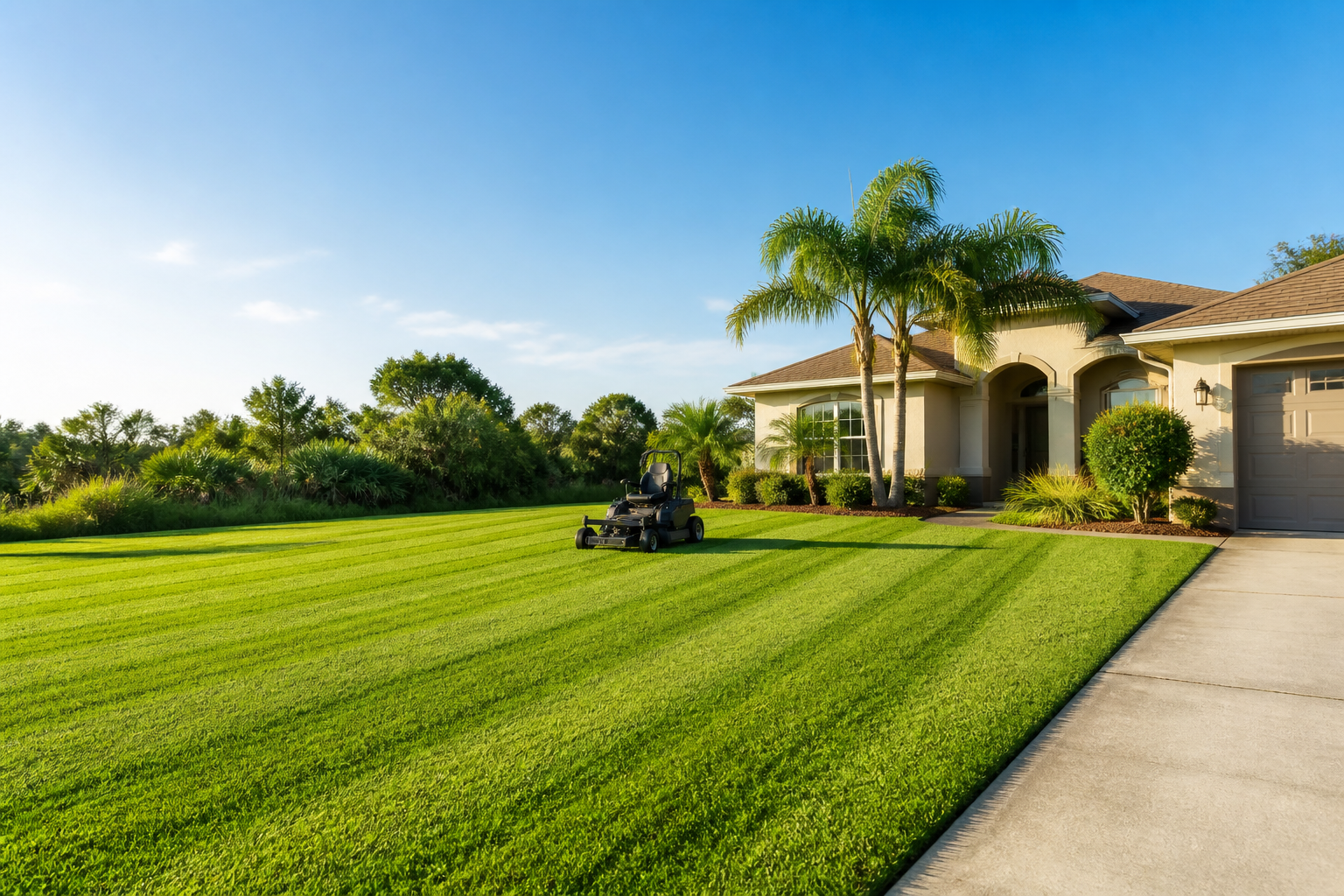 Freshly mowed lawn in North Port and Port Charlotte, Florida